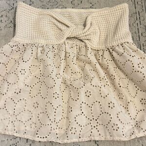Cream Crochet and Eyelet Skirt